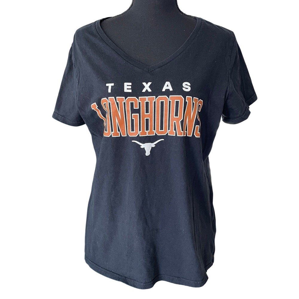 Fanatics Texas Longhorns‎ V Neck Tee Womens L Black Orange Collegiate Sportswear